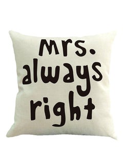 Buy Letter Printed Cushion Cover Black/White 450x450x10mm in UAE