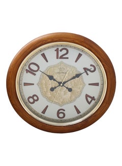 Buy Round Analog Wall Clock Brown/White/Gold in Saudi Arabia