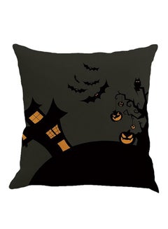 Buy Halloween Night And Pumpkin Printed Cushion Cover Black in UAE