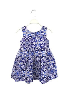 Buy Emma Printed Dress Blue/White in UAE