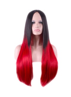 Buy Fashionable Straight Hair Wig Black/Red in Saudi Arabia
