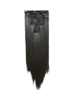Buy 12-Piece Long Straight Hair Extension Black 60cm in Saudi Arabia