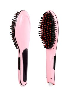 Buy Hair Straightener Brush With LCD Display Pink in UAE