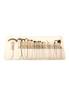 Buy 24-Piece Professional Cosmetic Brush Set With Folding Bag Beige in UAE