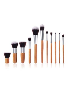Buy 11-Piece Professional Makeup Brush Set Brown/Silver/Black in UAE