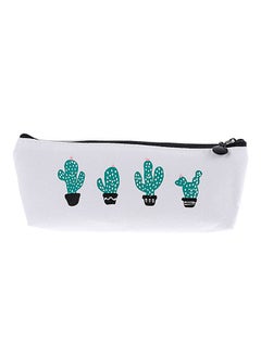 Buy Cactus Print Pencil Case White/Green in Saudi Arabia