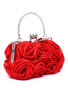 Buy Rose Flower Pattern Clutch Red in Saudi Arabia