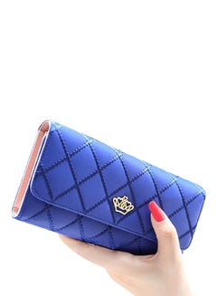 Buy Faux Leather Quilted Clutch Royal Blue in Saudi Arabia