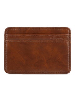 Buy Faux Leather Slim Bi-Fold Money Clip Dark Brown in Saudi Arabia