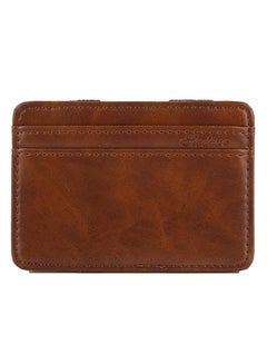 Buy Faux Leather Slim Bi-Fold Money Clip Light Brown in Saudi Arabia