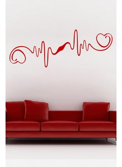اشتري ملصق حائط فني بتصميم خطوط نبض القلب أحمر 100x36سنتيمتر في الامارات