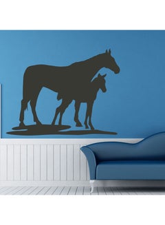 Buy Horse Mom And Baby Wall Decal Black 78x60centimeter in UAE