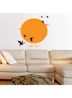 Buy Sunset With Flying Birds Wall Decal Orange/Black 84x60cm in UAE