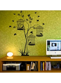 Buy Birds And Cages Wall Decal Black 60x75cm in UAE