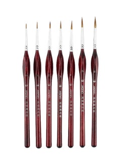 Buy 7-Piece Professional Paint Brush Set Red/Silver 19cm in Saudi Arabia