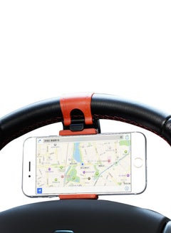 Buy Universal Car Steering Wheel Mount Mobile Holder Red/Black in UAE