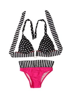 Buy Vintage Fringe Waisted Swimsuit Bikini White/Pink/Black in Saudi Arabia