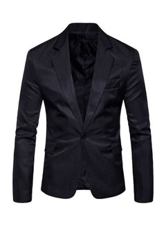 Buy Fashion Corduroy Long Sleeve Blazer Black in Saudi Arabia