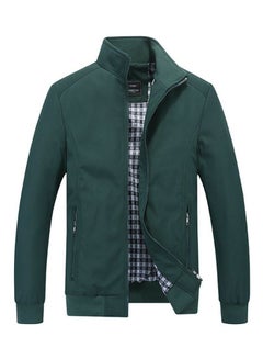 Buy Stand-up Collar Long Sleeve Blouson Jacket Green in UAE