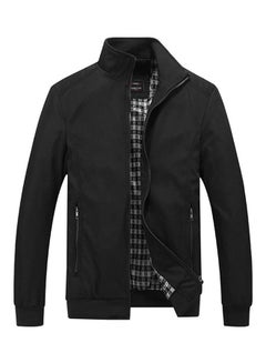 Buy Stand-up Collar Long Sleeve Blouson Jacket Black in Saudi Arabia