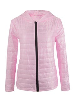 Buy Ultra-Slim Long Sleeve Puffer Jacket Pink in UAE
