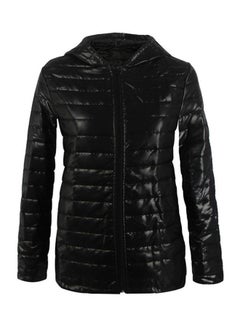 Buy Ultra-Slim Long Sleeve Puffer Jacket Black in Saudi Arabia