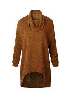 Buy Turtleneck Long Sleeve Pullover Brown in UAE