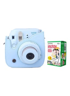 Buy Instax Mini 8 Instant Film Camera Blue With 20 Sheets And Leather Carry Case in Saudi Arabia