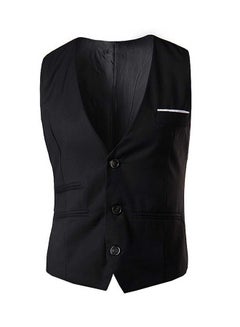 Buy V Neck Waistcoat Black in UAE