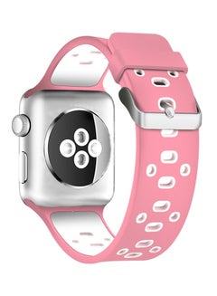 Buy Silicone Sport Edition Replacement Band For Apple Watch 38 mm Series 1/2/3 Pink/White in UAE