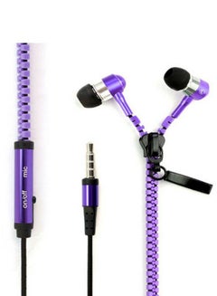 Buy In-Ear Tangle-Free Zipper Headphones With Mic Purple in UAE