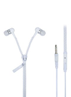 Buy In-Ear Metal Bass Zipper Sports Headset With Mic White in Saudi Arabia