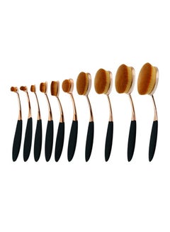 Buy 10-Piece Oval Makeup Brushes Set Black/Gold in UAE
