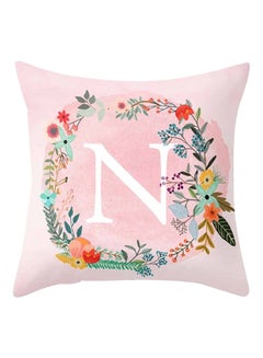 Buy Letter Pattern Throw Pillow Cover Pink 45x45centimeter in UAE