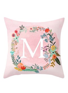 Buy Letter Pattern Throw Pillow Cover Pink 45x45centimeter in Saudi Arabia