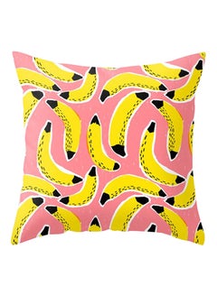 Buy Bananas Throw Pillow Cover Pink/Yellow 45x45centimeter in UAE