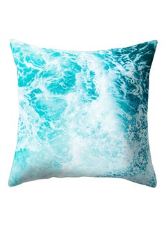 Buy Soft Marble Pattern Pillow Cover Blue/White 45x45cm in Saudi Arabia