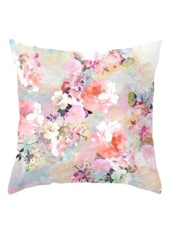 Buy Geometric Striped Flower Pattern Throw Pillow Case Cushion Cover Multicolour 45 x 45cm in Saudi Arabia