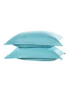 Buy 2-Piece Rectangle Throw Pillow Covers Polyester Light Blue 48x74cm in Saudi Arabia