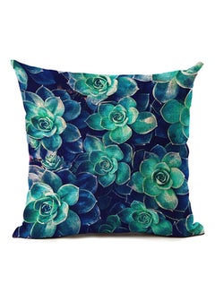 Buy Tropical Plant leaves Printed Cushion Cover Blue/Green 45x45centimeter in Saudi Arabia