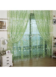 Buy Floral Voile Window Door Curtain Green/White 100x200centimeter in Saudi Arabia