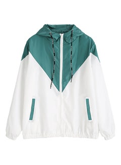 Buy Two Tone Windbreaker Jacket Green/White in UAE