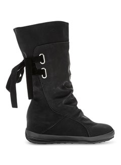 Buy Lace-up Slouch Boot Black in UAE