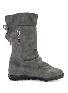 Buy Lace-up Slouch Boot Grey in Saudi Arabia