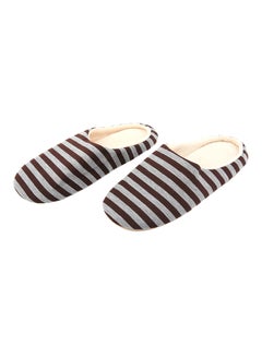 Buy Striped Cloth Bottom Slip Ons Brown/Grey in UAE