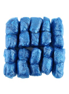 Buy 100-Piece Set Disposable Plastic Shoe Cover Blue in Saudi Arabia