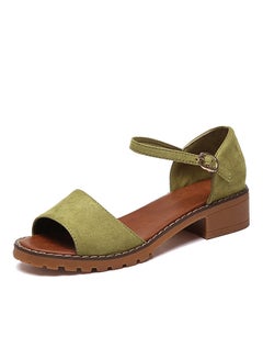 Buy Peep Toes Buckle Closure Casual Sandal Green/Brown in UAE