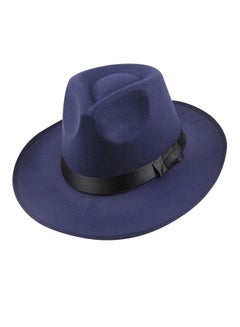 Buy Wide Brim Fedora Panama Hat Navy Blue/Black in Saudi Arabia