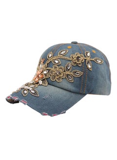 اشتري قبعة مُزينة بنقوش بارزة على شكل زهرة أزرق داكن في الامارات