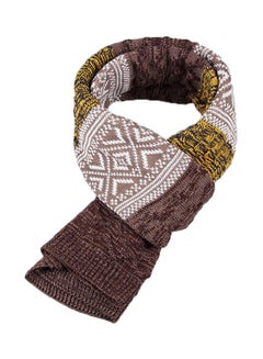 Buy Long Patchwork Scarf Turmeric/Coffee/White in Saudi Arabia